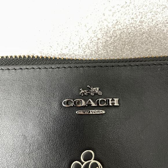 Coach Disney Accordion Wallet Black Mickey Mouse Zip Around Classic Logo *Flaw - Picture 3 of 11